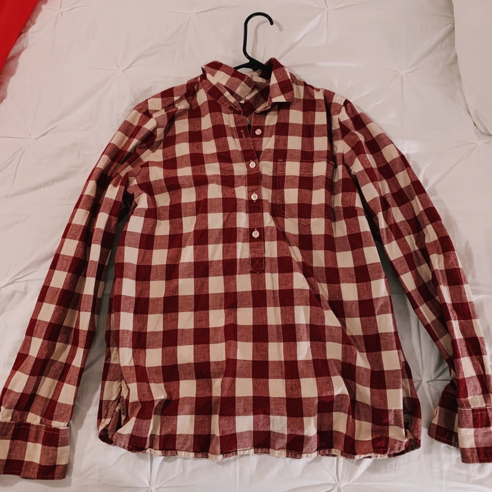 Cute checked j crew blouse